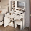 Fashion Vanity Desk with Mirror and Lights for Makeup, Vanity Mirror with Lights and Table Set with 3 Color Lighting Brightness Adjustable, 2 big Draw