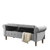 62" Bedroom Tufted Button Storage Bench, Linen Upholstered Ottoman, Window Bench, Rolled Arm Design for Bedroom, Living Room, Foyer (Beige)