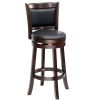 Classic Bar Stool Swivel Barstool with PU Leather Upholstered Mid-Back and Footrest, 30.25 Inch Seat Height, Black