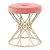Jasmine Contemporary Vanity Stool in Gold Metal and Pink Velvet by LumiSource