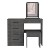 Kaia Makeup Vanity, Four Drawers, One Mirror, Stool -Smokey Oak
