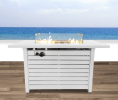 Living Source International 25'' H x 42'' W Steel Propane Outdoor Fire Pit Table with Lid(White)