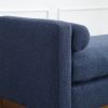 53.5"W Elegant Upholstered Bench, Ottoman with Wood Legs & Bolster Pillows for End of Bed, Bedroom, Living Room, Entryway, Navy