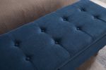 59" Bed Bench with Storage Blue Fabric