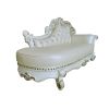 ACME Vendome Chaise w/2 Pillows, Synthetic Leather & Antique Pearl Finish BD01523
