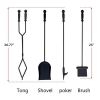5 Pcs Iron Fireplace Tools Set,7.28L x 7.28 Wx 31.9H in,Black