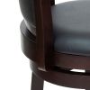 Classic Bar Stool Swivel Barstool with PU Leather Upholstered Mid-Back and Footrest, 30.25 Inch Seat Height, Black