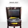 Classic Bar Stool Swivel Barstool with PU Leather Upholstered Mid-Back and Footrest, 30.25 Inch Seat Height, Black