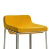 Fabric Upholstered Metal Bar Stool, Yellow and Silver