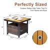 Outdoor Wicker Side Table with Umbrella Hole & Storage Space, Square PE Rattan End Table for Patio Garden Poolside Deck, Brown