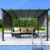 12 x 9.5 Ft Outdoor Pergola Patio Gazebo,Retractable Shade Canopy,Steel Frame Grape Gazebo,Sunshelter Pergola, Grey