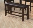 1Pc Modern Counter Height Bench Tufted Faux Leather Upholstery Tapered Wood Legs Bedroom Living Room Furniture Brown Espresso Finish