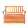 112 * 58 * 84cm Cedar Yard Storage Box With Backrest Armrest Bright Orange Red