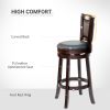 Classic Bar Stool Swivel Barstool with PU Leather Upholstered Mid-Back and Footrest, 30.25 Inch Seat Height, Black