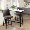 28" Swivel Bar Height Bar Stools Set of 2, Armless Upholstered Barstools Chairs with Nailhead Trim and Wood Legs, Brown