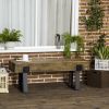 Garden Bench with Metal Legs, Rustic Wood Effect Concrete Entryway Bench, End of Bed Bench, Indoor Outdoor Use for Patio, Park, Porch and Lawn, Natura