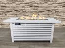 Living Source International 24" H Propane/Natural Gas Outdoor Fire Pit Table with Lid (White)