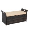 106*52*46cm Iron Frame Can Accommodate Brown Gradient Footstool Locker Rattan Locker