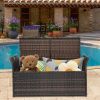 106*52*46cm Iron Frame Can Accommodate Brown Gradient Footstool Locker Rattan Locker