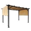 12 x 9.5 Ft Outdoor Pergola Patio Gazebo,Retractable Shade Canopy,Steel Frame Grape Gazebo,Sunshelter Pergola, Khaki