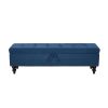 59" Bed Bench with Storage Blue Fabric
