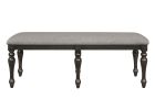 1pc Transitional Vintage Style Standard Height Dining Bench Gray Fabric Upholstery Solid Wood Wooden Dining Room Furniture