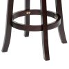 Classic Bar Stool Swivel Barstool with PU Leather Upholstered Mid-Back and Footrest, 30.25 Inch Seat Height, Black