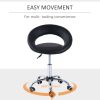 Crescent Rolling Salon Stool with Adjustable Height, Breathable Open Back, Foam Cushion Seat, and 5 Caster Wheels, Black