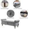 62" Bedroom Tufted Button Storage Bench, Linen Upholstered Ottoman, Window Bench, Rolled Arm Design for Bedroom, Living Room, Foyer (Beige)