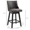 28" Swivel Bar Height Bar Stools Set of 2, Armless Upholstered Barstools Chairs with Nailhead Trim and Wood Legs, Brown