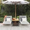 Outdoor Wicker Side Table with Umbrella Hole & Storage Space, Square PE Rattan End Table for Patio Garden Poolside Deck, Brown