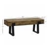 Garden Bench with Metal Legs, Rustic Wood Effect Concrete Entryway Bench, End of Bed Bench, Indoor Outdoor Use for Patio, Park, Porch and Lawn, Natura