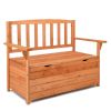 112 * 58 * 84cm Cedar Yard Storage Box With Backrest Armrest Bright Orange Red