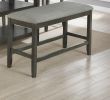 1-Pc Relaxed Vintage Counter Height Bench with Upholstered Seat Dining Bedroom Wooden Furniture Gray