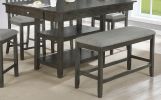 1-Pc Relaxed Vintage Counter Height Bench with Upholstered Seat Dining Bedroom Wooden Furniture Gray