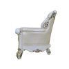 ACME Vendome Chaise w/2 Pillows, Synthetic Leather & Antique Pearl Finish BD01523