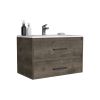 DEPOT E-SHOP Cardova Floating Vanity Bathroom with 2-Drawers, Dark Brown / White
