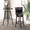 Classic Bar Stool Swivel Barstool with PU Leather Upholstered Mid-Back and Footrest, 30.25 Inch Seat Height, Black