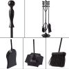5 Pcs Iron Fireplace Tools Set,7.28L x 7.28 Wx 31.9H in,Black