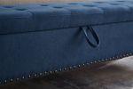 59" Bed Bench with Storage Blue Fabric