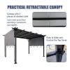 12 x 9.5 Ft Outdoor Pergola Patio Gazebo,Retractable Shade Canopy,Steel Frame Grape Gazebo,Sunshelter Pergola, Grey