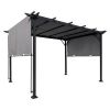 12 x 9.5 Ft Outdoor Pergola Patio Gazebo,Retractable Shade Canopy,Steel Frame Grape Gazebo,Sunshelter Pergola, Grey