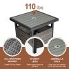 Outdoor Wicker Side Table with Umbrella Hole & Storage Space, Square PE Rattan End Table for Patio Garden Poolside Deck, Grey