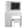Fashion Vanity Desk with Mirror and Lights for Makeup, Vanity Mirror with Lights and Table Set with 3 Color Lighting Brightness Adjustable, 2 big Draw