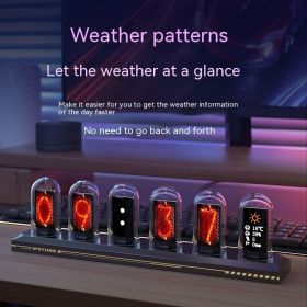Magic Flavor Premium RGB Aluminum Alloy Simulation Nixie Tube Clock IPS Computer Desktop Decoration Destiny Stone Door Punk (Option: Elegant Black Base Glow)