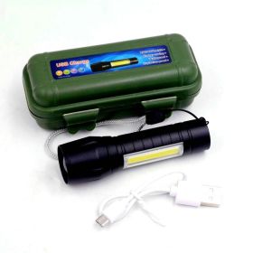 Mini USB Power Torch Multi-function Zoom Cob Flashlight Outdoor Camping Flashlight (Option: USB Cable Suit)