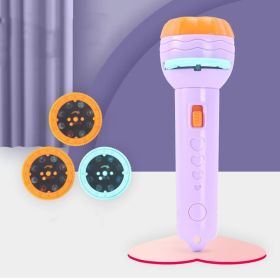 Cartoon Projection Flashlight 80 Patterns Creative Children Flashlight Toy Projector Baby Toys Bedtime Story Book (Color: purple)