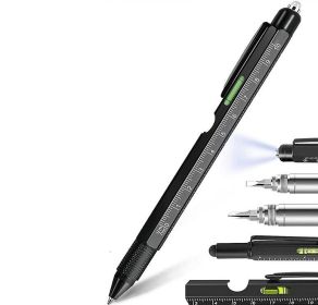 Outdoor Nine-in-one Multifunctional Bottle Opener Bracket Brush With LED Light (Color: Black)