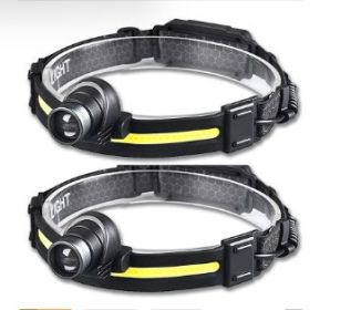 Multifunctional Silicone Night Running Induction Telescopic Zoom Outdoor Led Emergency Light (Option: Zoom Headlight 2pcs)