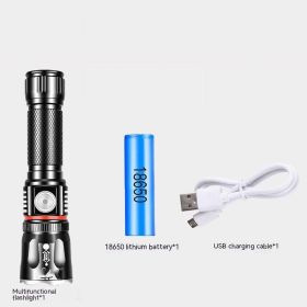 Outdoor Camping Telescopic Multifunctional T6 Strong Light Flashlight (Option: T6 Torch 18650 Gift Box)